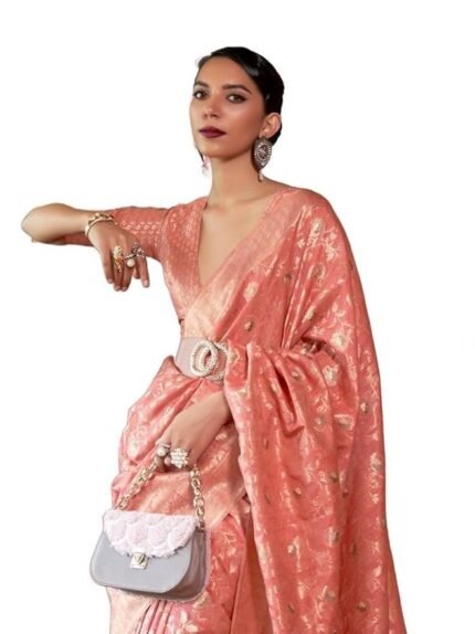 Women's kanjivaram banarasi silk saree Zari Woven for festival Wedding silk with rich pallu Design sarees for women with Unstitched blouse piece